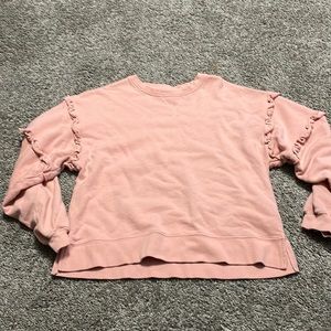 Time and Tru‎ Women's Size Large 12/14 Ruffle Sleeve Sweatshirt pink warm